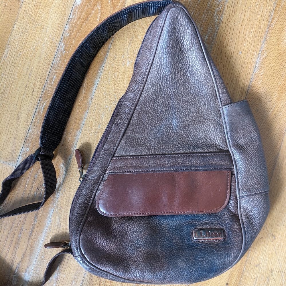 Vintage L.L.Bean Dark Brown Leather Sling Bag